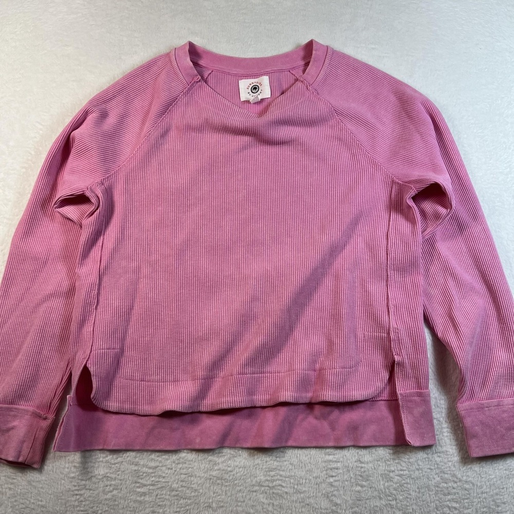 Sunnyside By Sundry Shirt Womens Medium Pink Crew Neck‎ Long Sleeve Waffle Knit